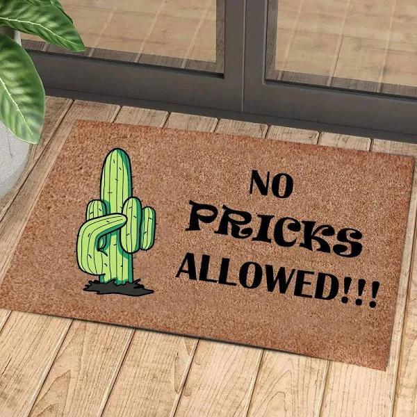 No Pricks Allowed Alone Cactus Flower Doormat Indoor And Outdoor Mat Entrance Rug Sweet Home Decor Closing Gift Gift For Friend Family Flower Lovers Gift Idea