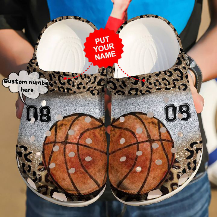 Basketball Crocs – Basketball Personalized Leopard Clog Shoes For Men And Women