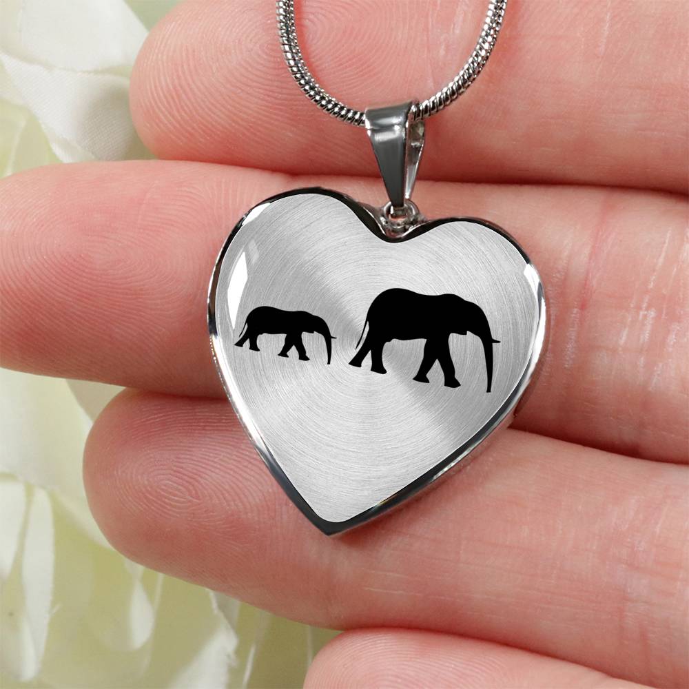 Personalized Elephant Mom + 1 Baby – Necklace