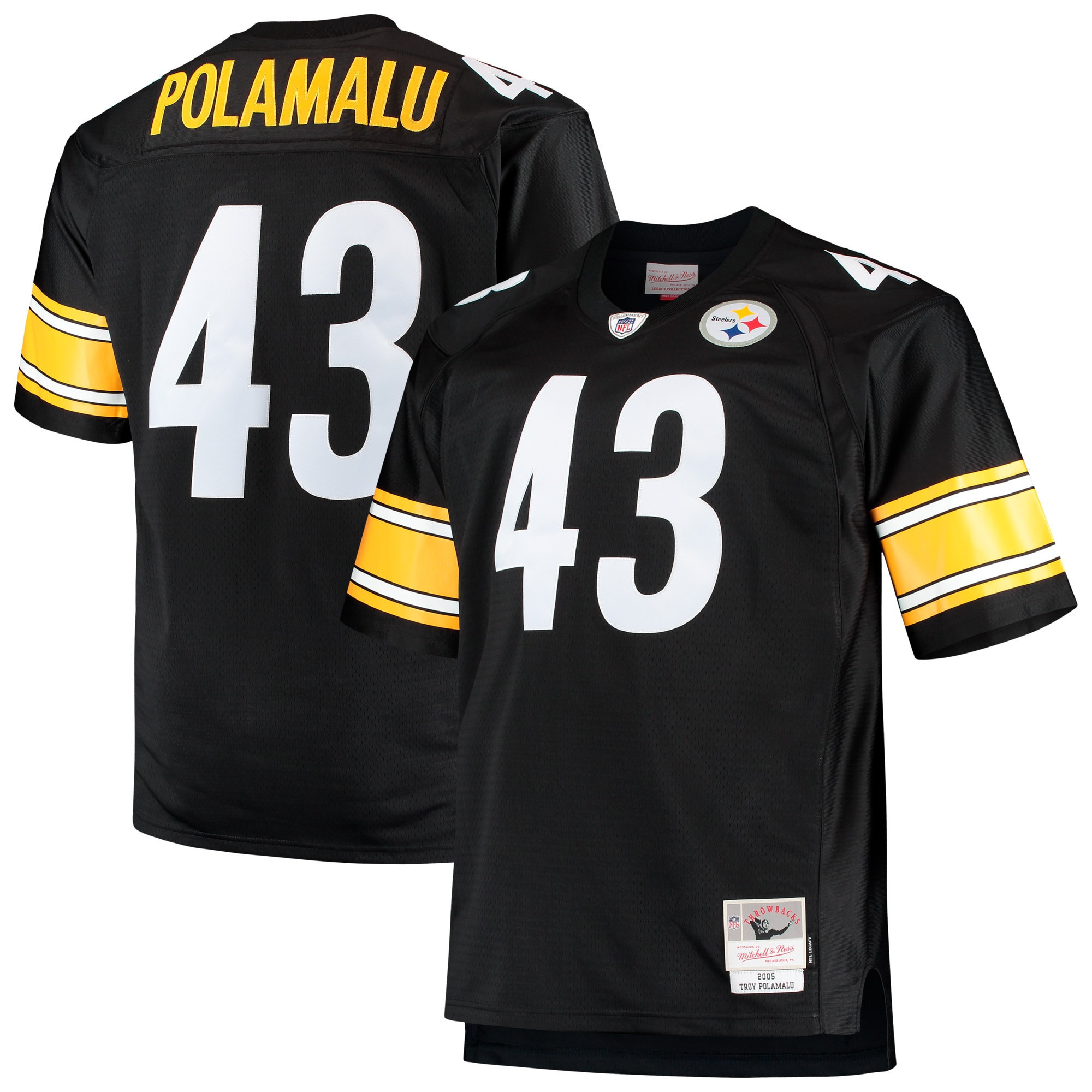 Troy Polamalu Pittsburgh Steelers Mitchell & Ness Big & Tall 2005 Retired Player Replica Jersey – Black NFL