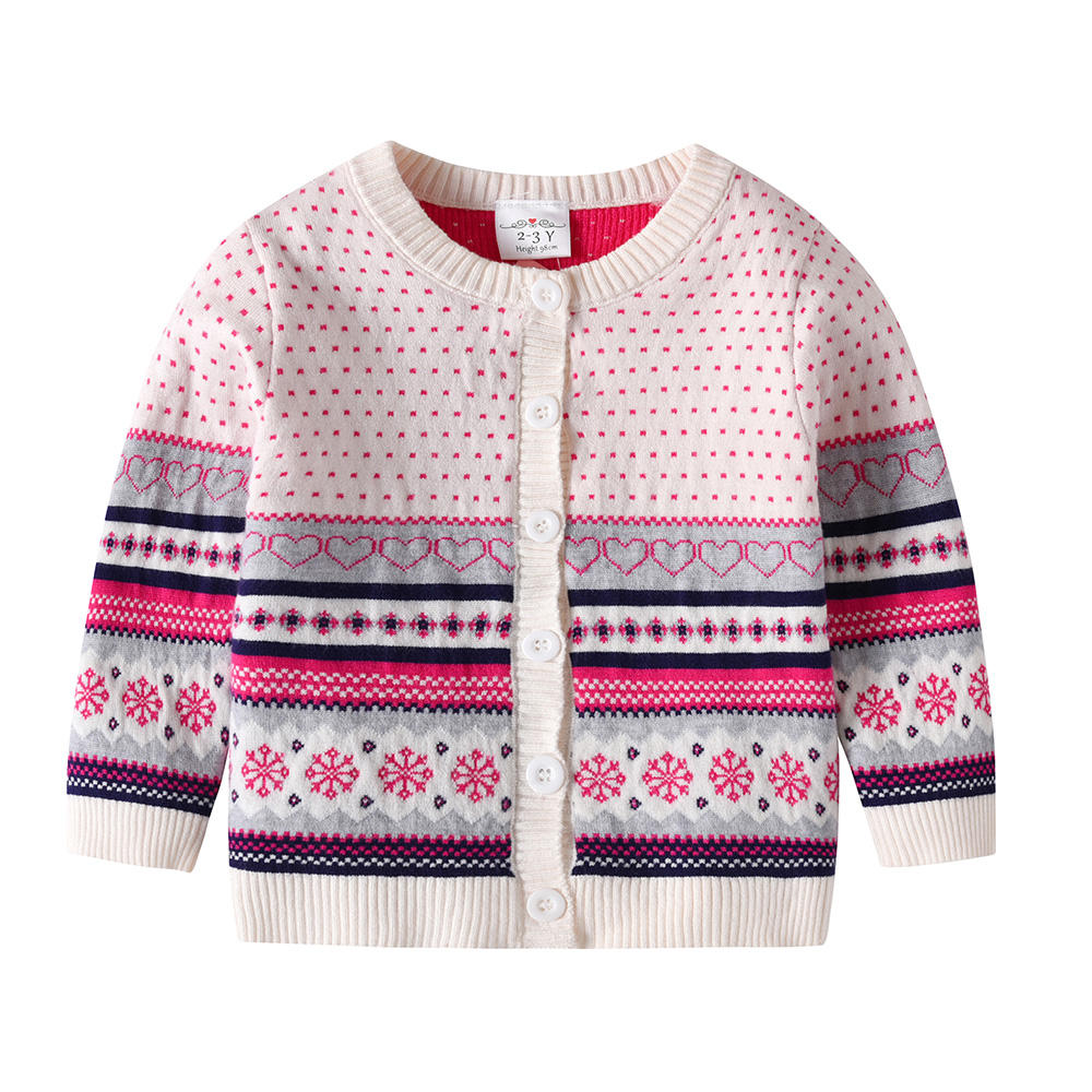 VIKITA Girl Winter Sweater Autumn Sequins Knitted Children’s Cardigans With Buttons Kids Warm Outwear Sweater Knitwear Tops alx