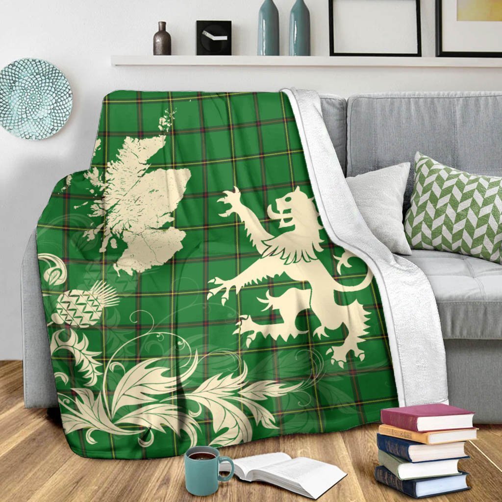 Tartan Blanket Don Tribe Of Mar Tartan Scotland Lion Thistle Map Plaid Blanket