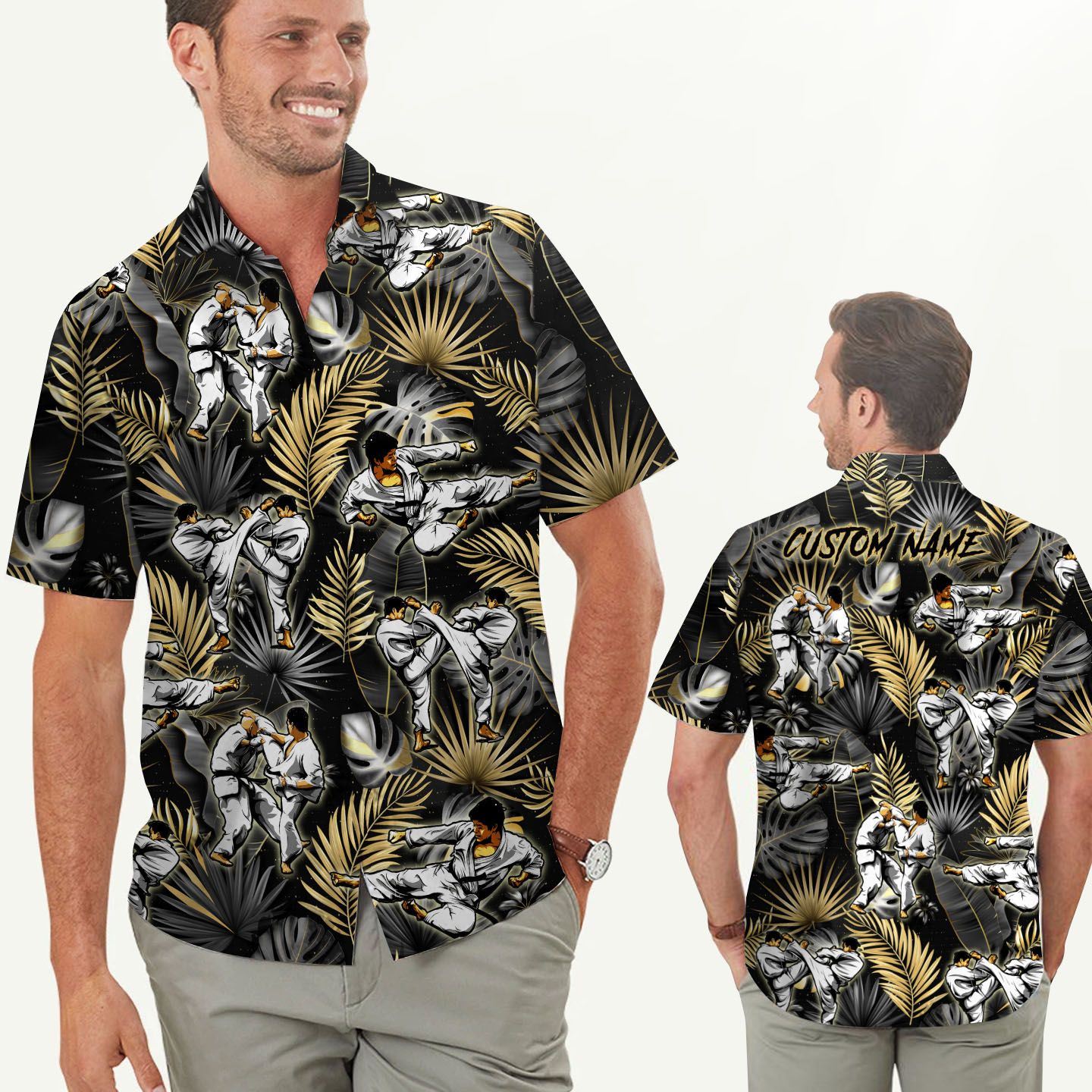 Karate Tropical Custom Name Hawaii Shirt For Men Martial Arts Lovers Ha61154