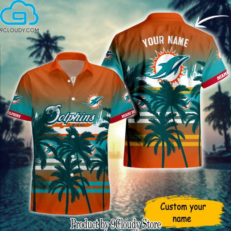 Miami Dolphins Nfl Custom Name Casual Hawaiian Aloha Shirts V1