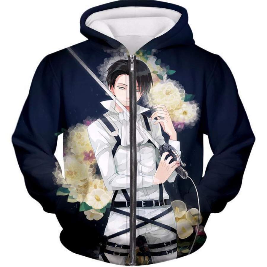 Attack On Titan Hoodie - Attack On Titan Strongest Soldier Levi Ackerman Cool Anime Promo Zip Up Hoodie Animood Collections