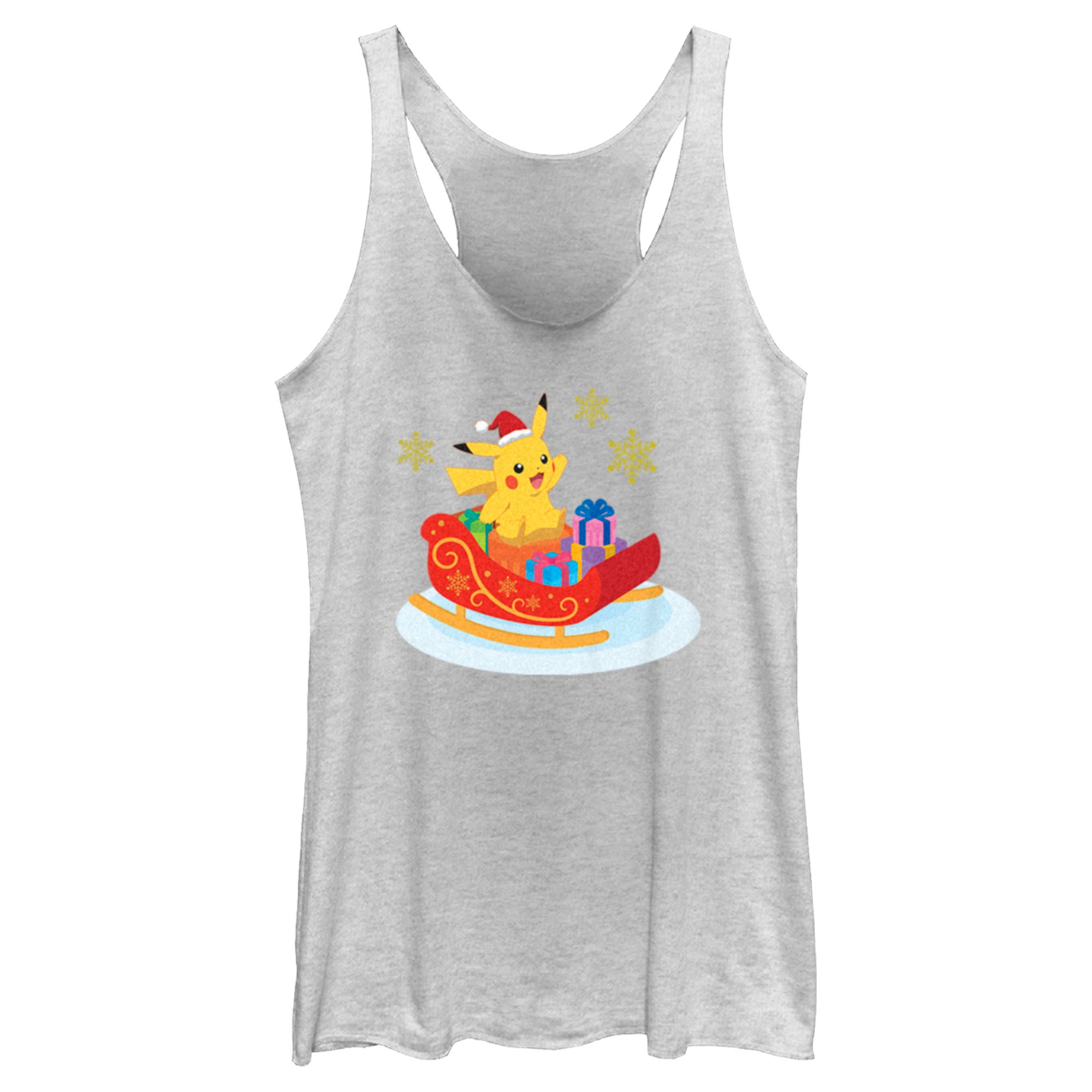 Women’S Pokemon Christmas Pikachu Sleigh Racerback Tank Top