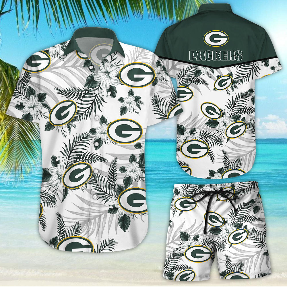 Football American Pattern Flowers Green Bay Packers Hawaiian Shirt