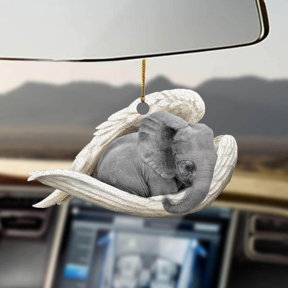 Shopeeyou – Ornaments- Elephant Sleeping Angel Elephant Lovers Ornament, Dog Ornaments, Car Ornaments Two Sided Ornament, Christmas Ornament, Shaped Ornament