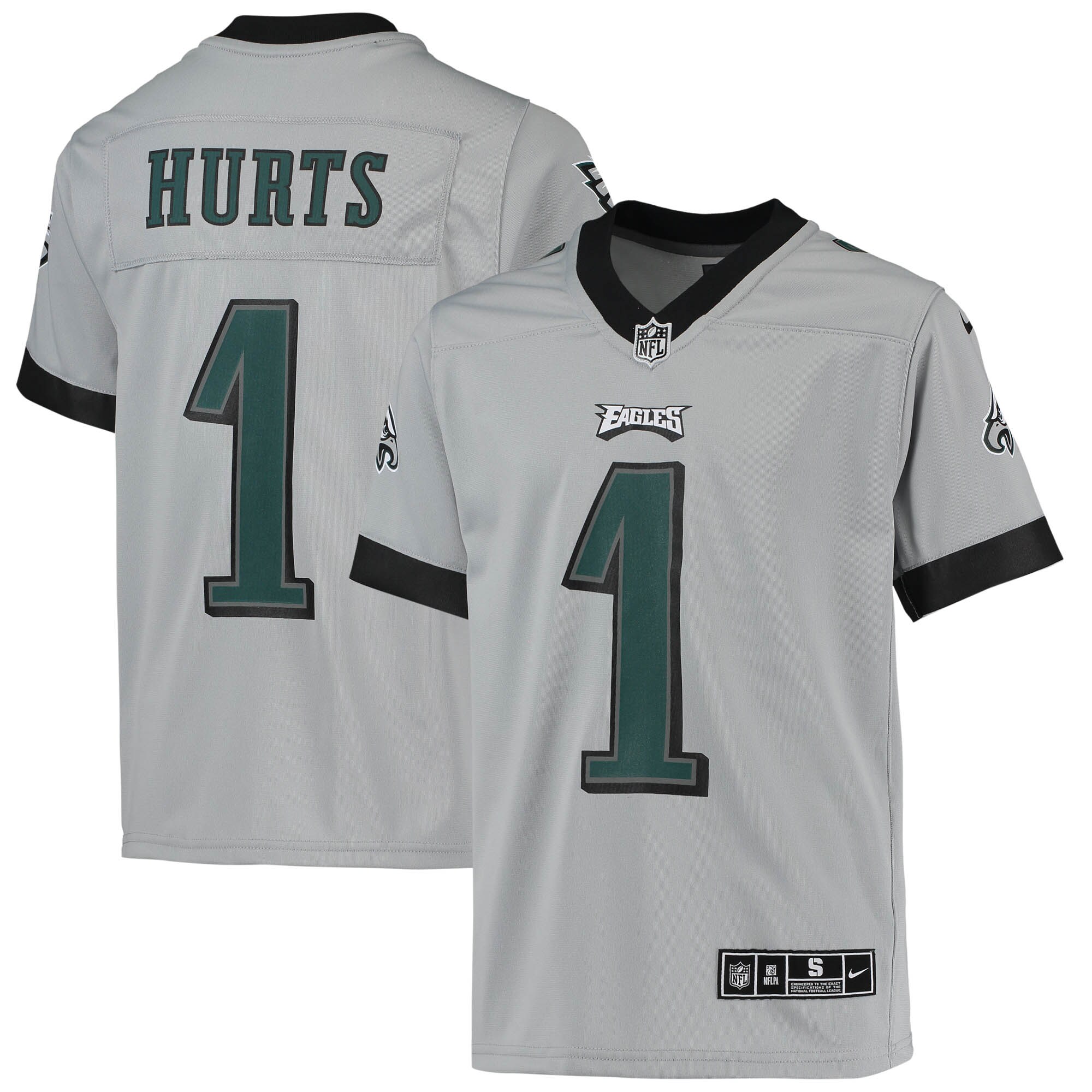 Youth Philadelphia Eagles Jalen Hurts Silver Inverted Team Game Jersey