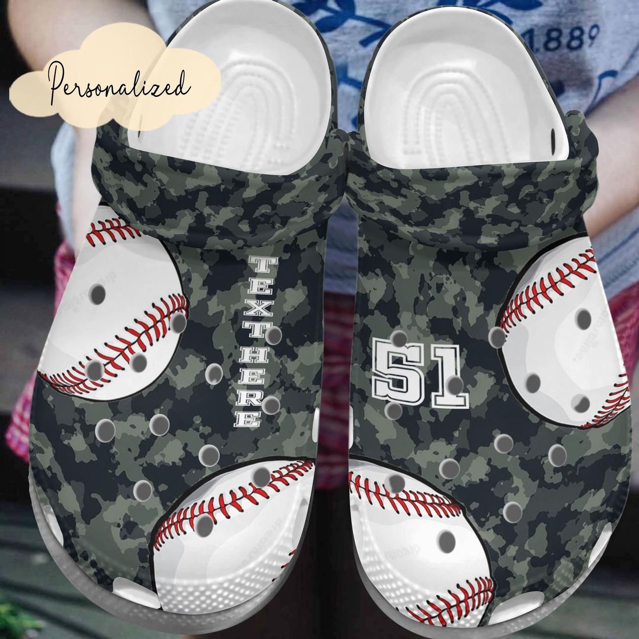 Baseball Personalized Clog, Custom Name, Text, Color, Number Fashion Style For Women, Men, Kid, Print 3D Baseball 51