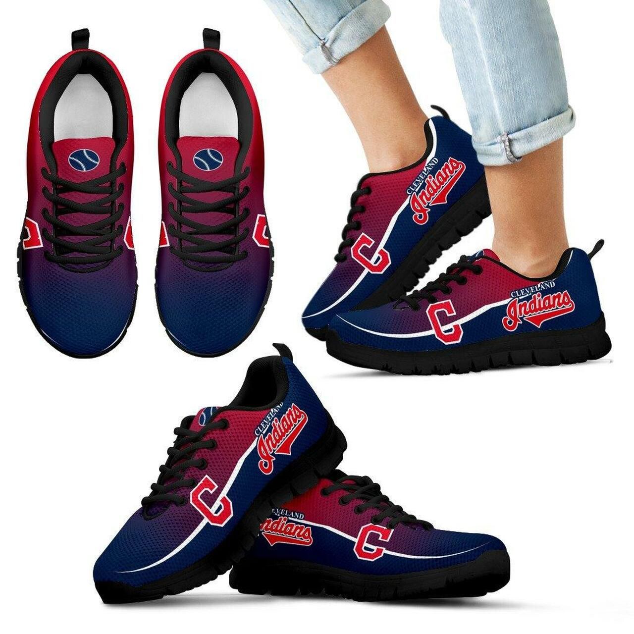 Cleveland Indians Sneakers Colorful Passion Running Shoes For Men, Women Shoes12675