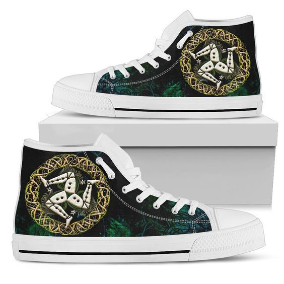 Celtic Isle Of Man With Celtic Patterns High Top Shoes – Jamestees Store