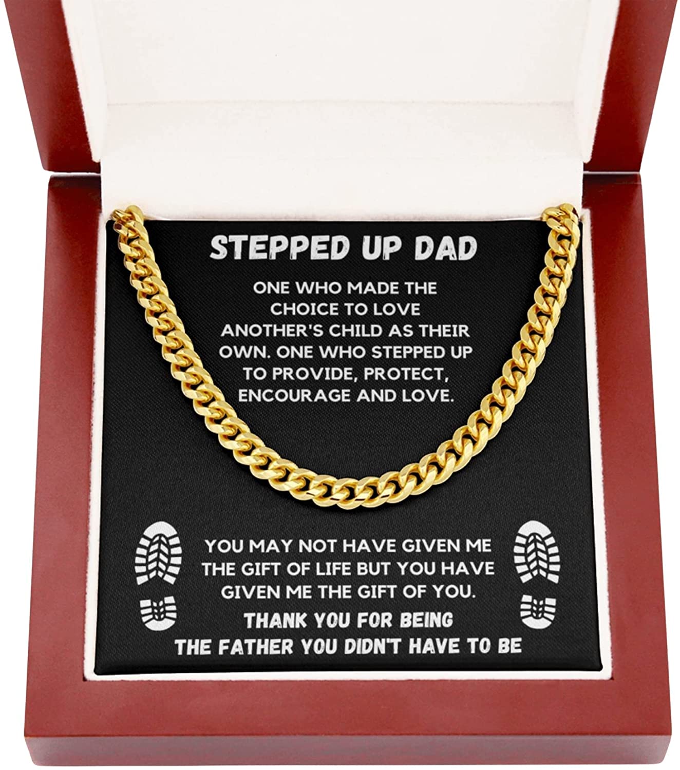 Stepped Up Dad Cuban Link Chain Fathers Day Gift From Step Son Daughter To My Step Dad Gift Of You Stainless Steel Christmas Gift Birthday Present