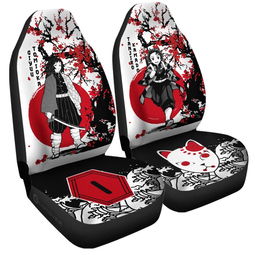 Tanjiro And Giyuu Car Seat Covers Custom Japan Style Demon Slayer Anime Car Interior Accessories