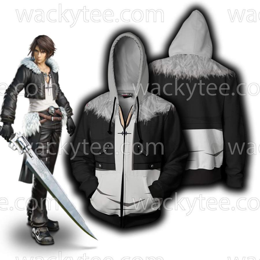 Squall Leonhart Final Fantasy VIII Cosplay Zip Up Hoodie Jacket T-Shirt