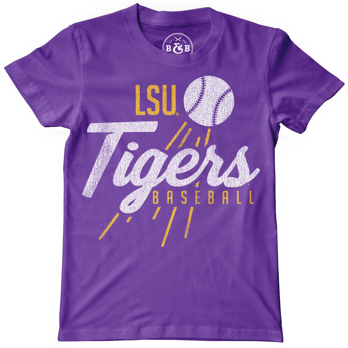 B&B Dry Goods LSU Tigers Baseball Homer Youth T-Shirt – Purple