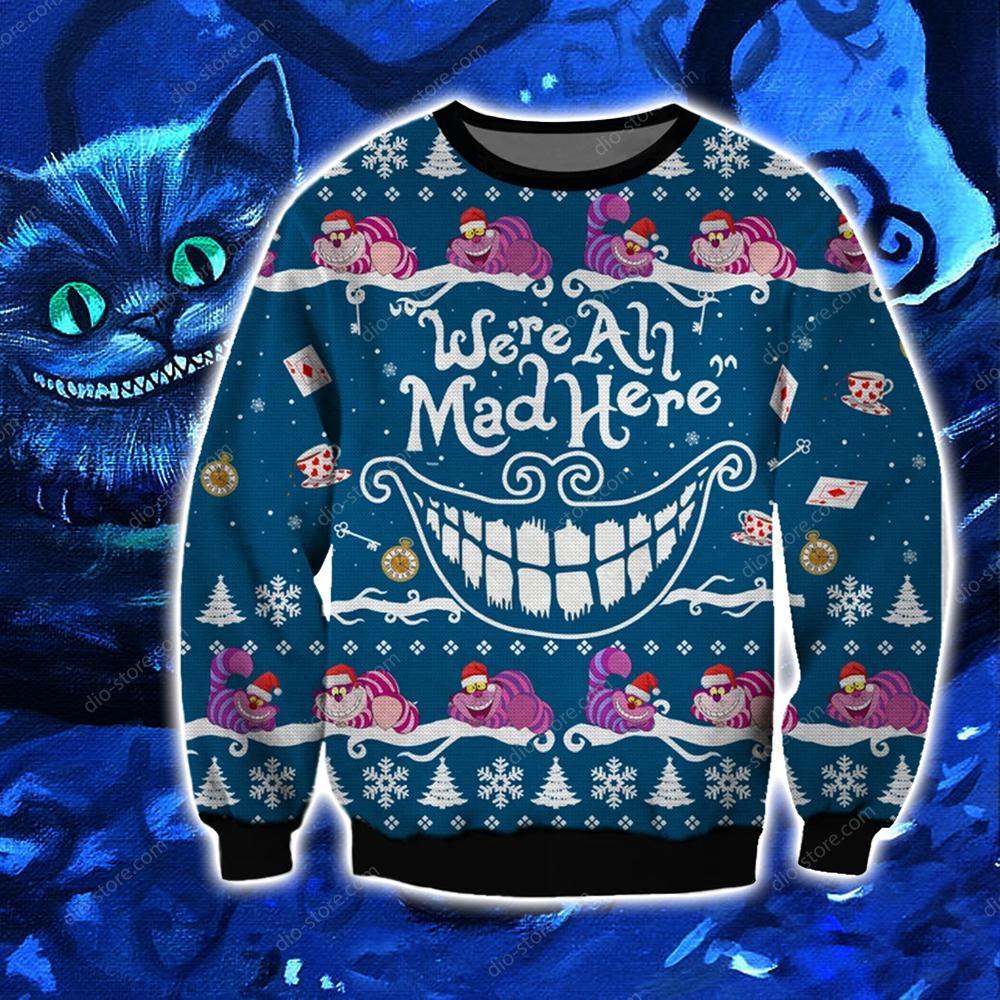 Cheshire Cat Knitting Pattern 3D Print Ugly Sweater Hoodie All Over Printed Cint10542