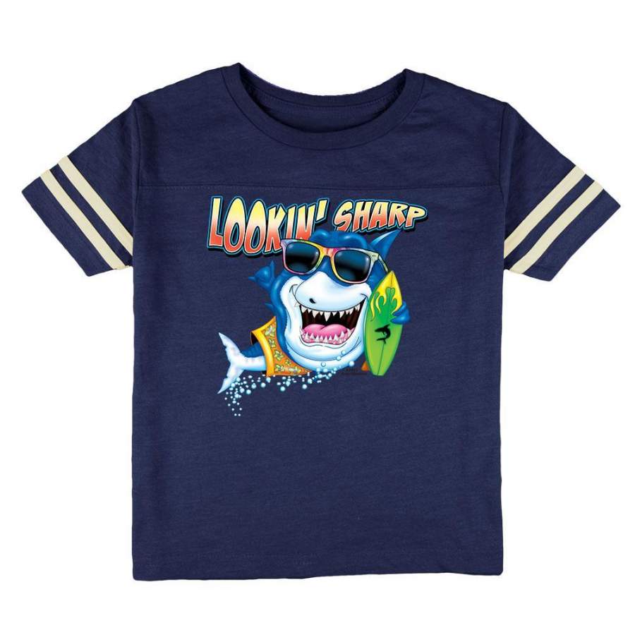 Shark Lookin’ Sharp Toddler Football T Shirt