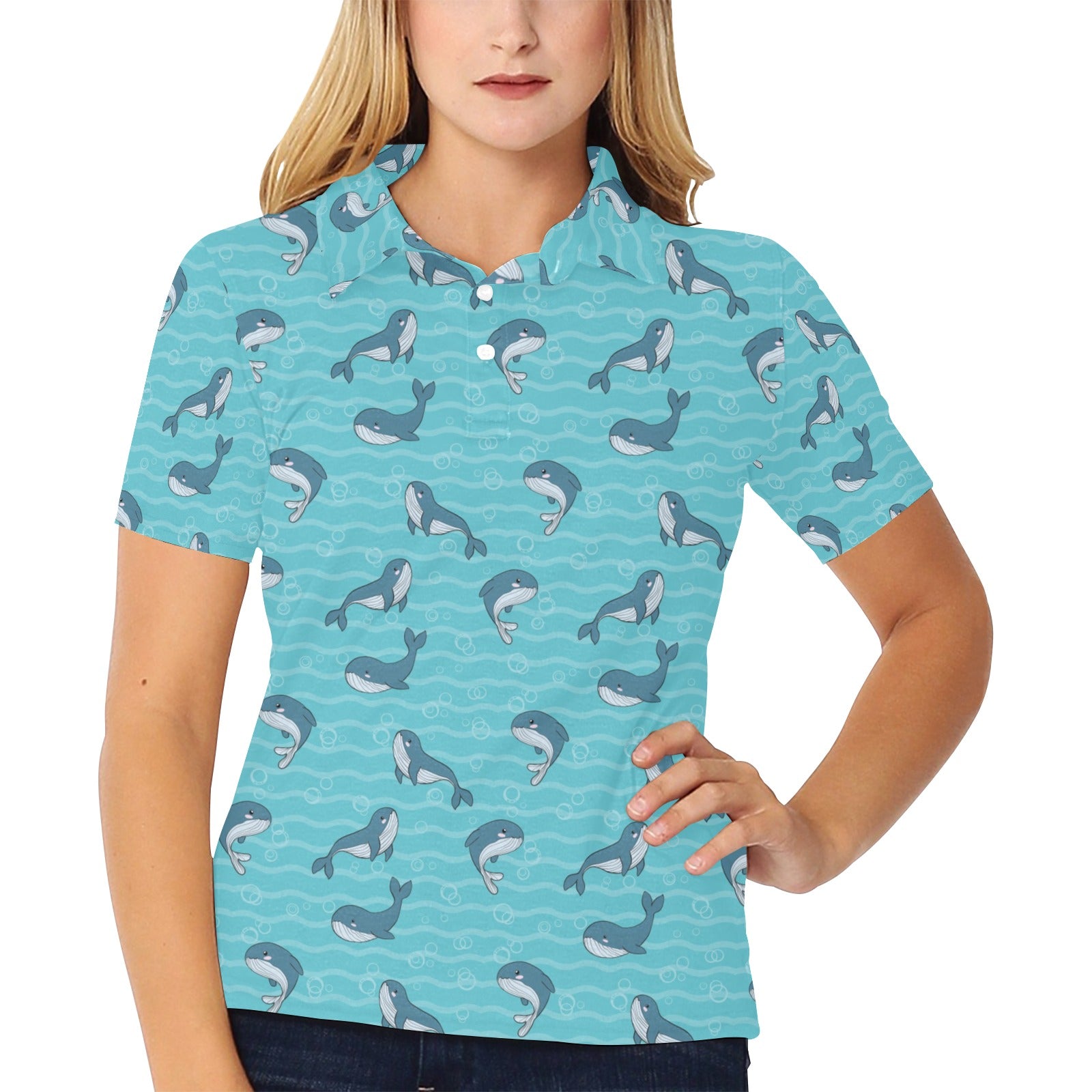 Whale Print Design Lks303 Women’S Polo Shirt