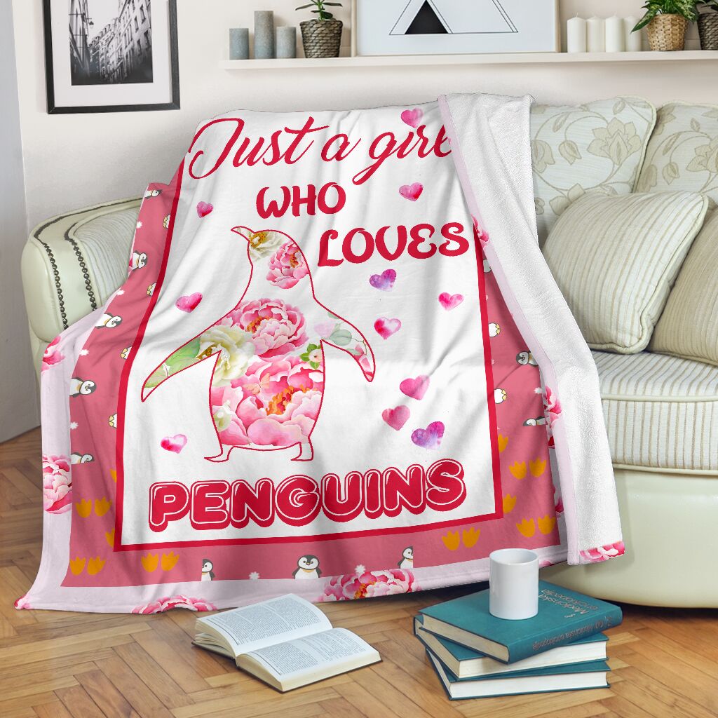 Just A Girl Who Loves Flower Penguin Blanket