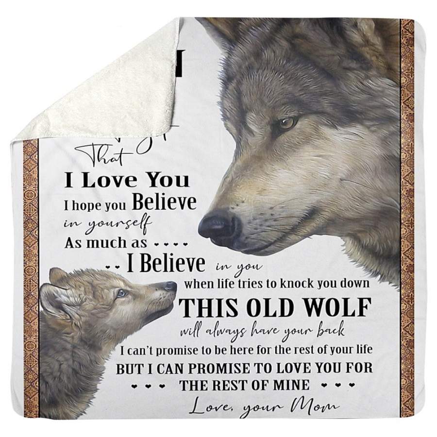 Wolf Gift From Mom To Son Never Forget That I Love You Sherpa Blanket