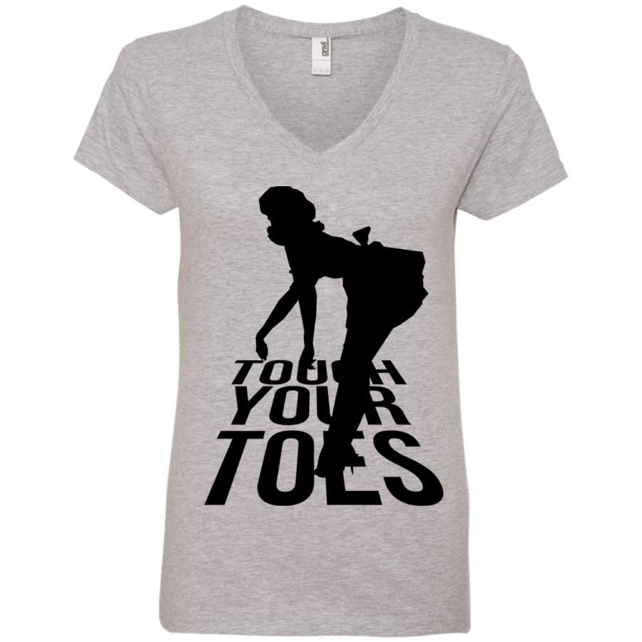 Touch Your Toes Vintage Girl Ladies’ V-Neck T-Shirt