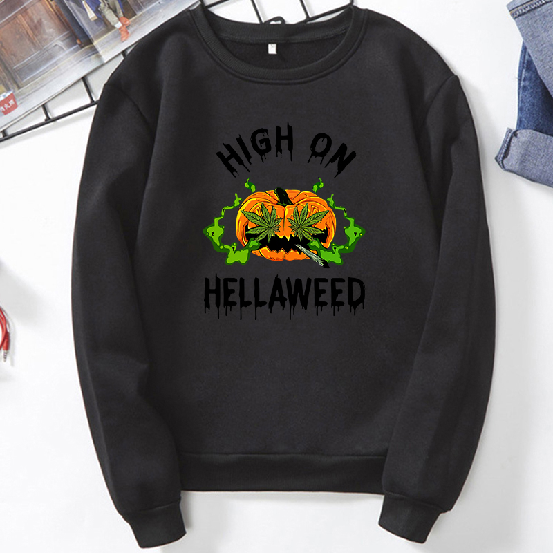 Winter Women Casual Hoodies Pullovers Fashion Graphic Female Autumn Sweatshirt Halloween Pumpkin Print O-Neck Daily Long Sleeve alx