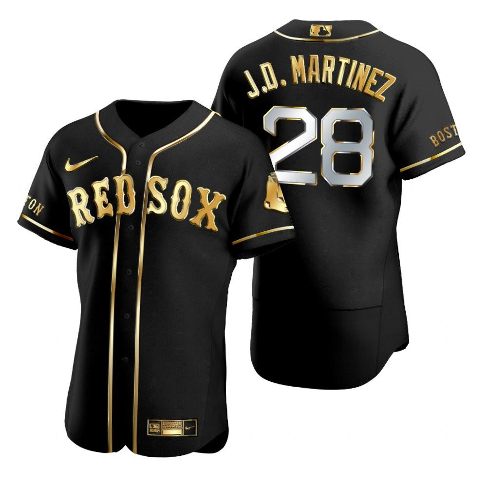 Boston Red Sox #28 J.d. Martinez MLB Golden Brandedition Black Jersey Gift For Red Sox Fans