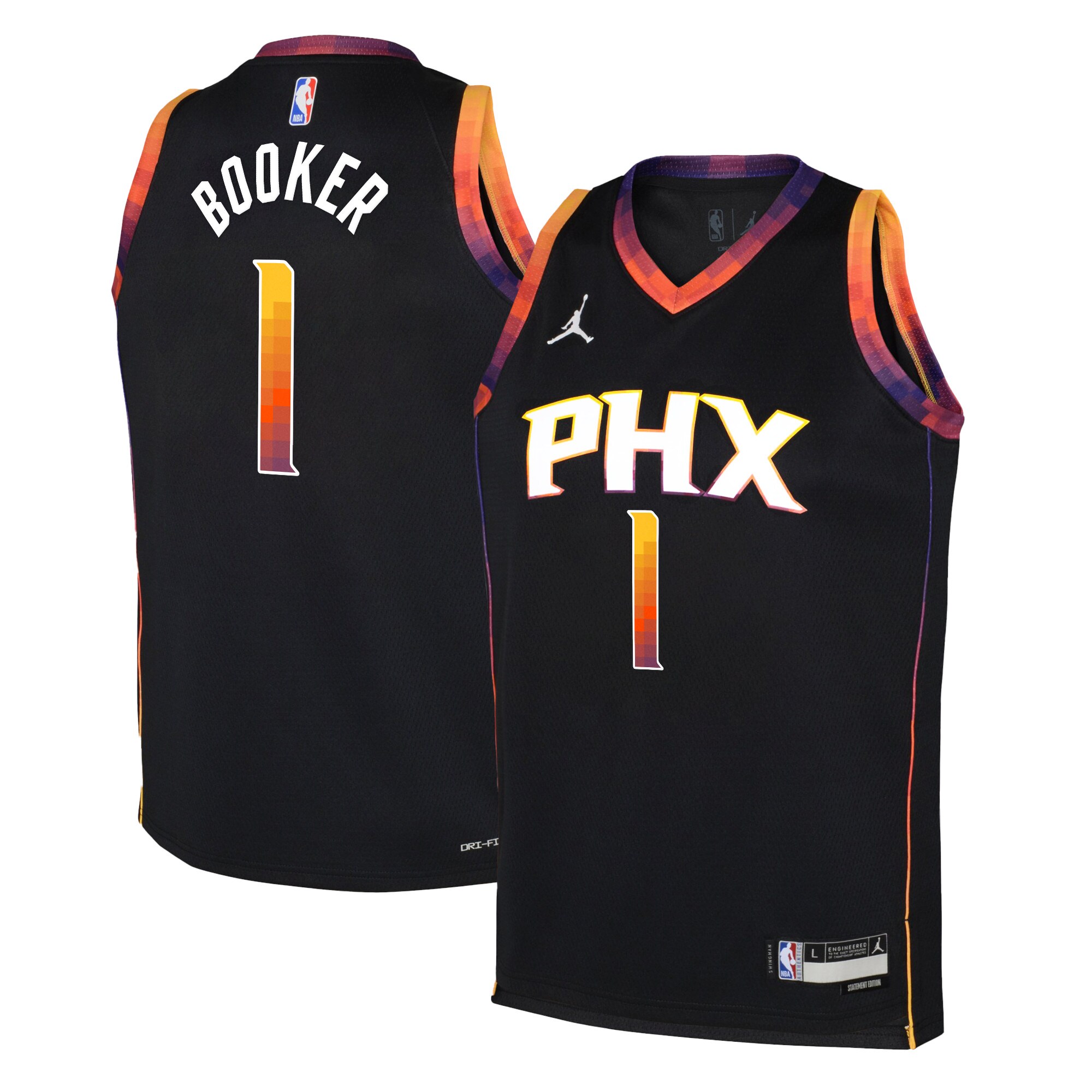 Phoenix Suns Jordan Statement Edition Swingman Jersey 22 – Black – Devin Booker – Youth