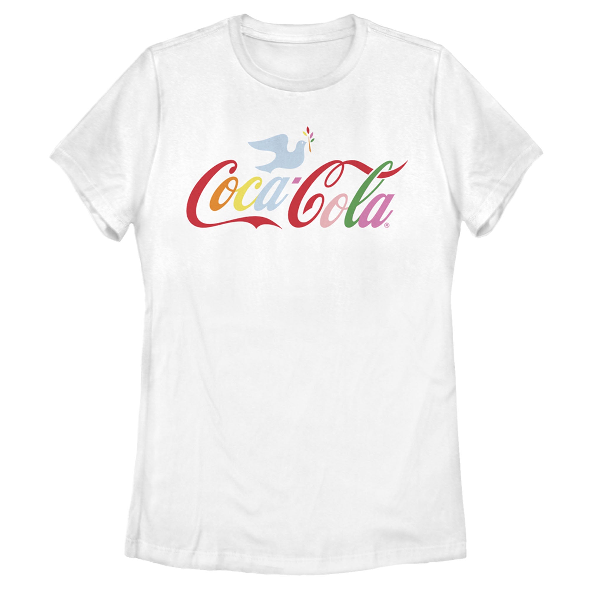 Coca Cola Women’S Unity Rainbow Dove Logo  T-Shirt