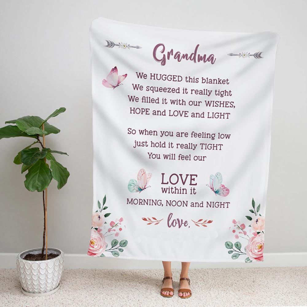 To My Grandma Love Within It Morning Moon And Night Fleece Blanket Gift For Grandparents Gift From Granddaughter Gift For Grandson Home Decor Bedding Couch Sofa Soft And Comfy Cozy