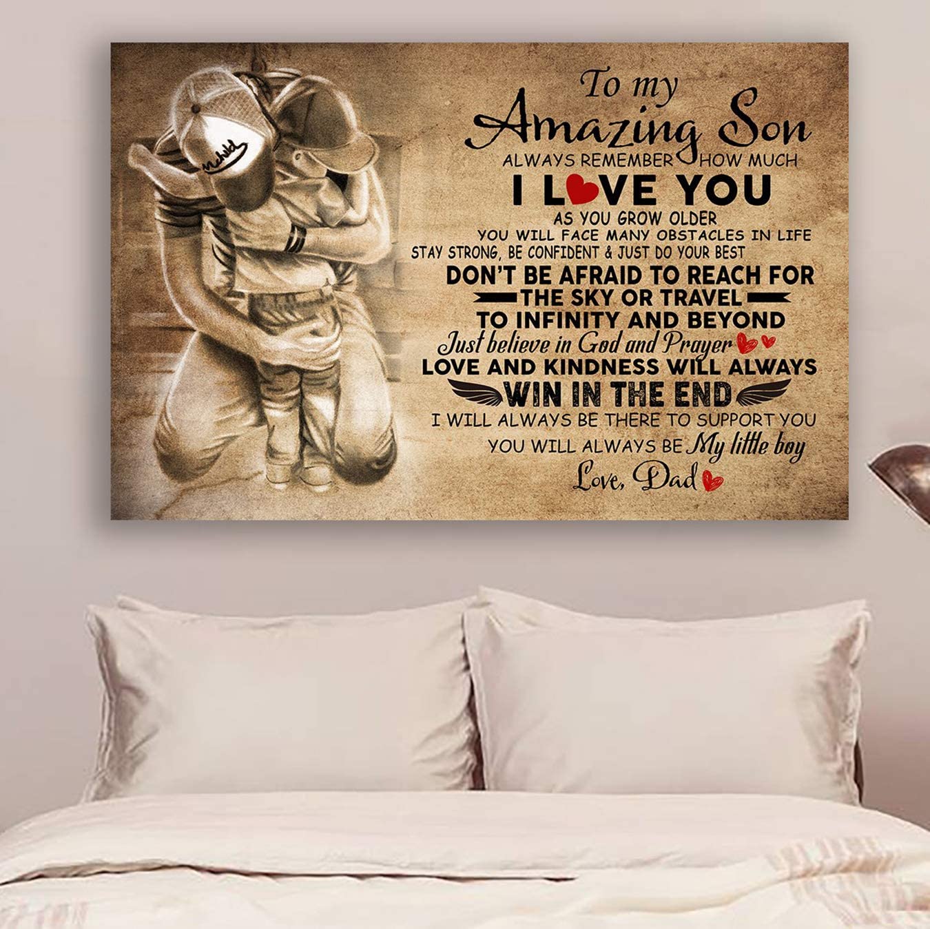 Poster for Room Aesthetic -Command Strips Wall Decor – Hn141 Family Poster – Dad to Son – Always Remember How Much I Love You