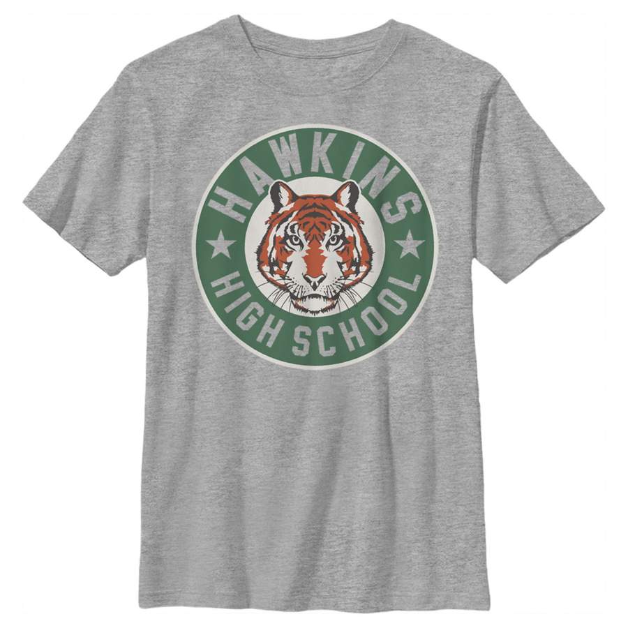 Stranger Things Boy’s Hawkins High School Tiger Mascot  T Shirt