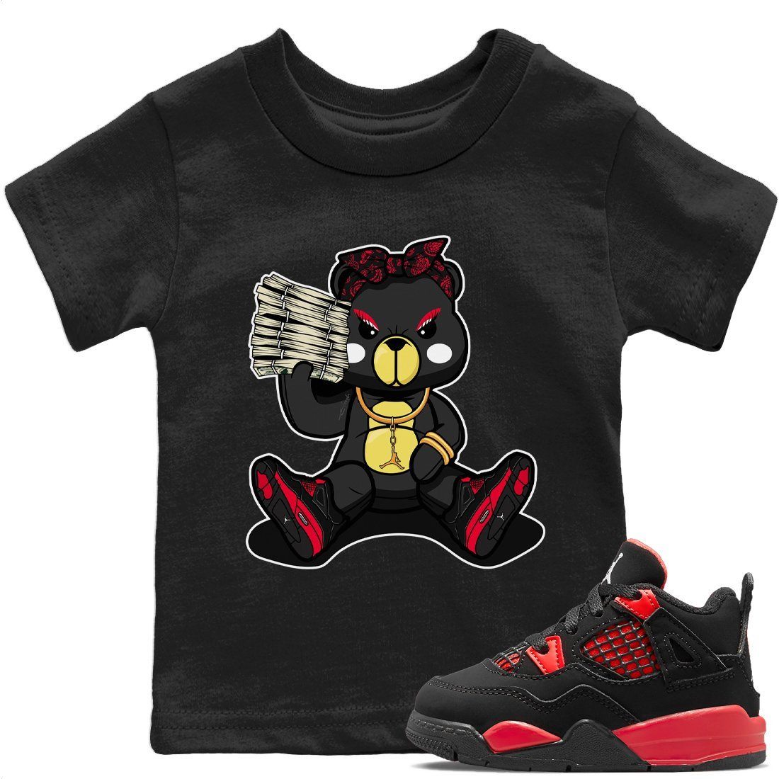 Bad Baby Bear T-Shirt – Air Jordan 4 Red Thunder Baby & Youth