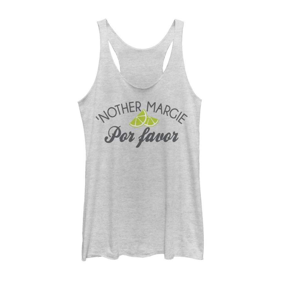 CHIN UP Women’s Margie Por Favor  Racerback Tank White Heather