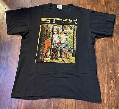 Vintage Styx Shirt 1997 Single Stitch Grand Illusion Black Shirt