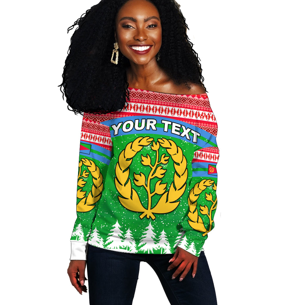 (Custom Personalised) Eritrea Off Shoulder Sweater Merry Christmas Mix African Pattern Lt13