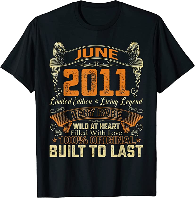 Vintage June 2011 Distressed 10 Years Old 10th Birthday T-Shirt