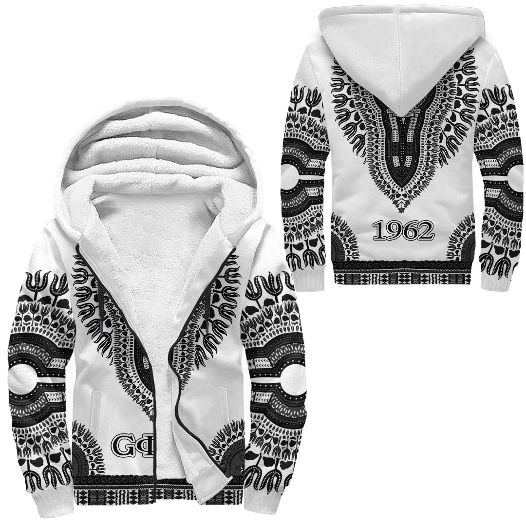 Getteestore Hoodie – Groove Phi Groove Dashiki (White) Sherpa Hoodies A31