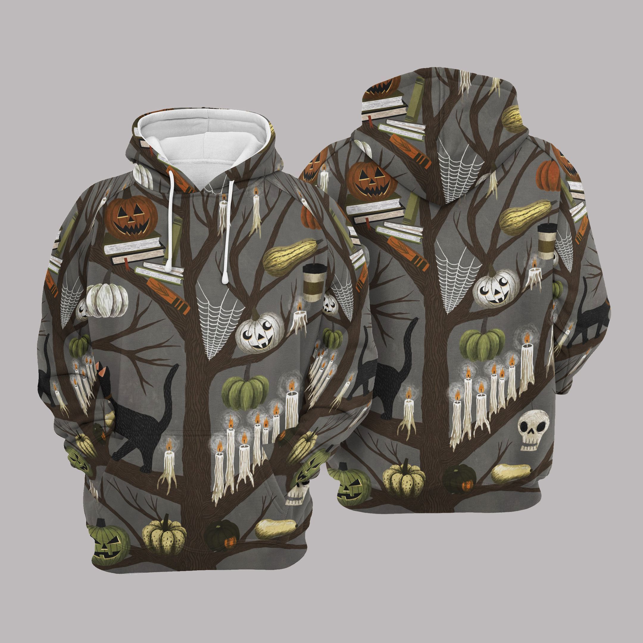 Funny 3D Pumpkin Tree Hoodies Halloween Pattern