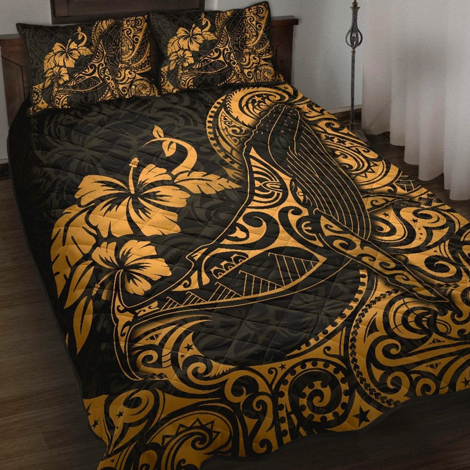 Polynesian Hawaii Quilt Bed Set – Polynesian Golden Humpback Whale