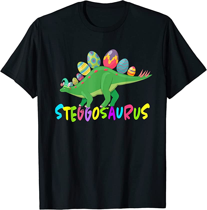 Stegosaurus Bunny Ears Egg Easter Day Dinosaur Dino Boys T-Shirt