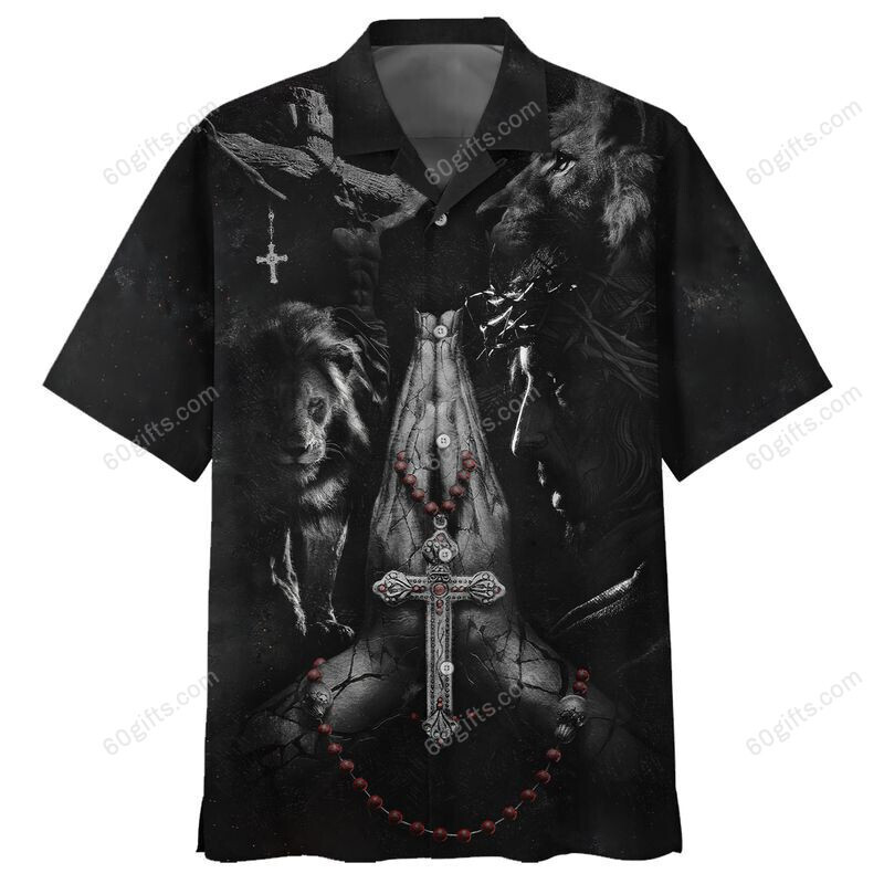 3D Jesus Hawaiian Shirt, Hoodie, Zip Hoodie, Hoodie Dress, Sweatshirt Lion Cross Christian All Over Print