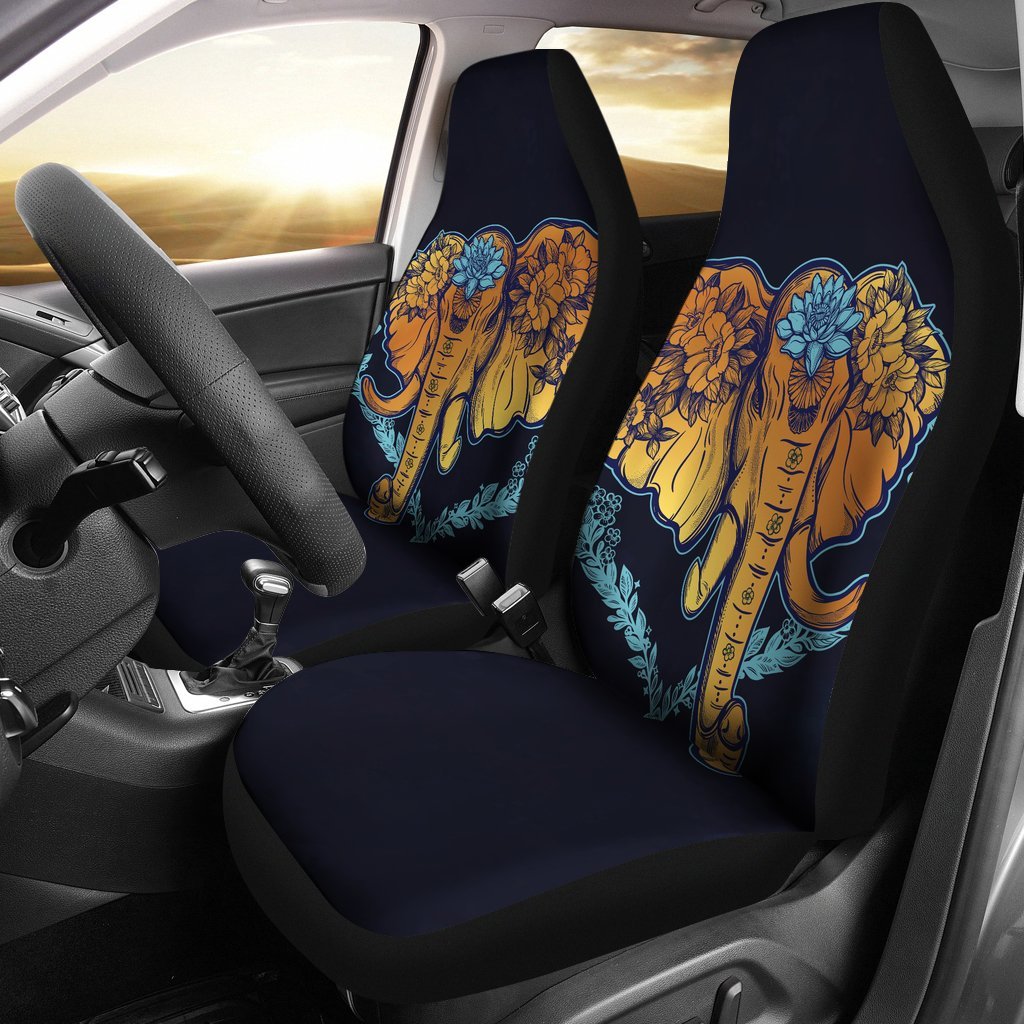 Gold Elephant Lotus Universal Fit Car Seat Covers