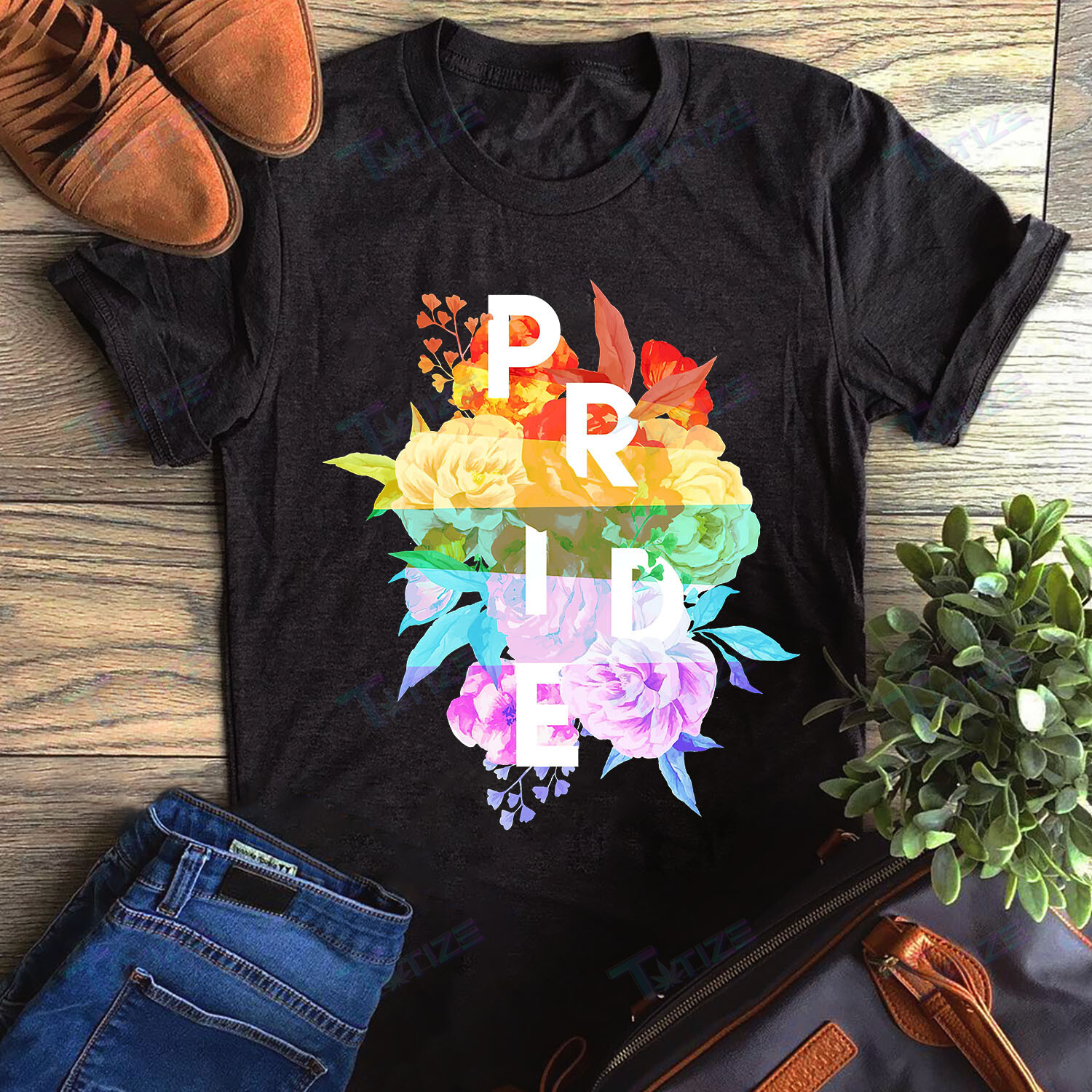 Lgbt Pride Rainbow Floral Flag Flower  Gift Graphic Unisex T Shirt, Sweatshirt, Hoodie Size S – 5Xl