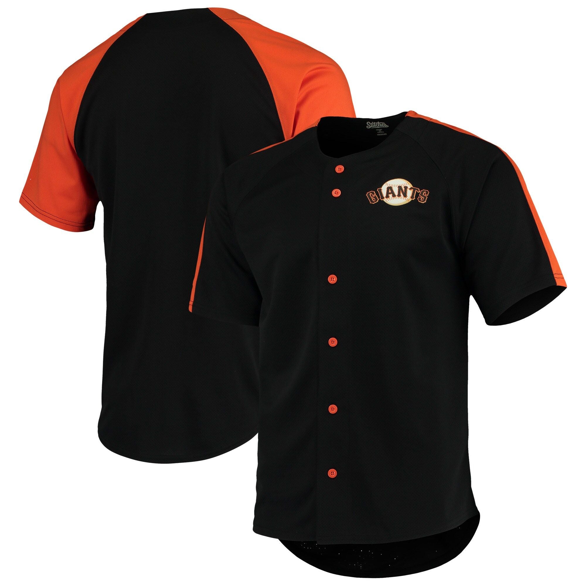 Men’S Stitches Black San Francisco Giants Logo Button-Up Jersey