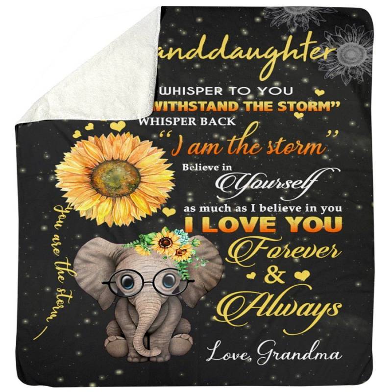 The Messages From Grandma With Love To Granddaughter Who Loves Elephant And Sunflower Sherpa Blanket