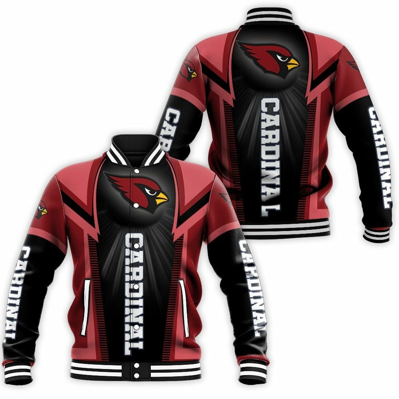 Arizona Cardinals Black Red Baseball Jacket