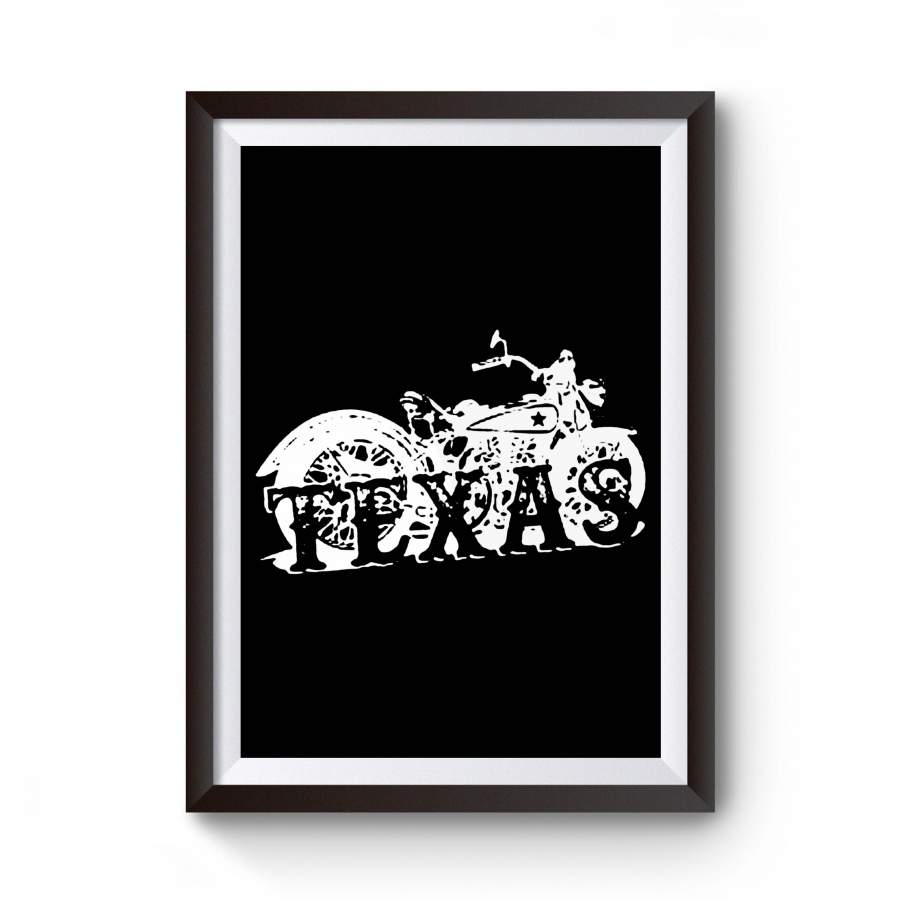 Texas Motorcycle Pride Lone Star State Rot Rally Motorycle Republic Of Texas Vintage Motorcycle Poster