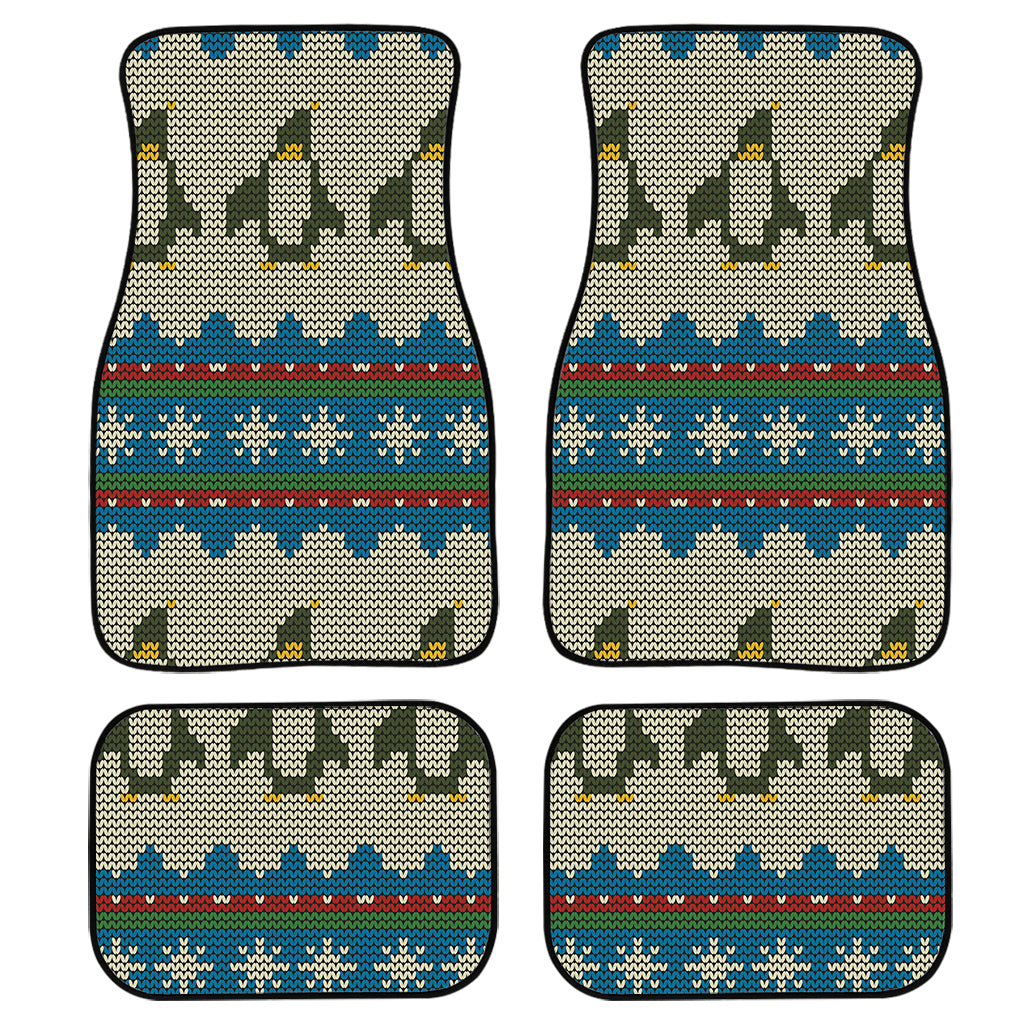 Xmas Penguin Pattern Print Front And Back Car Floor Mats